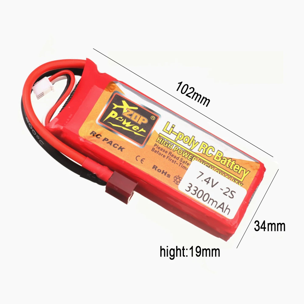 Lipo Battery 2S 7.4V 3300mah RC Battery with T Plug for Wltoys 144001 144010 124016 124017 124018 124019 RC Car Drone Boat Parts