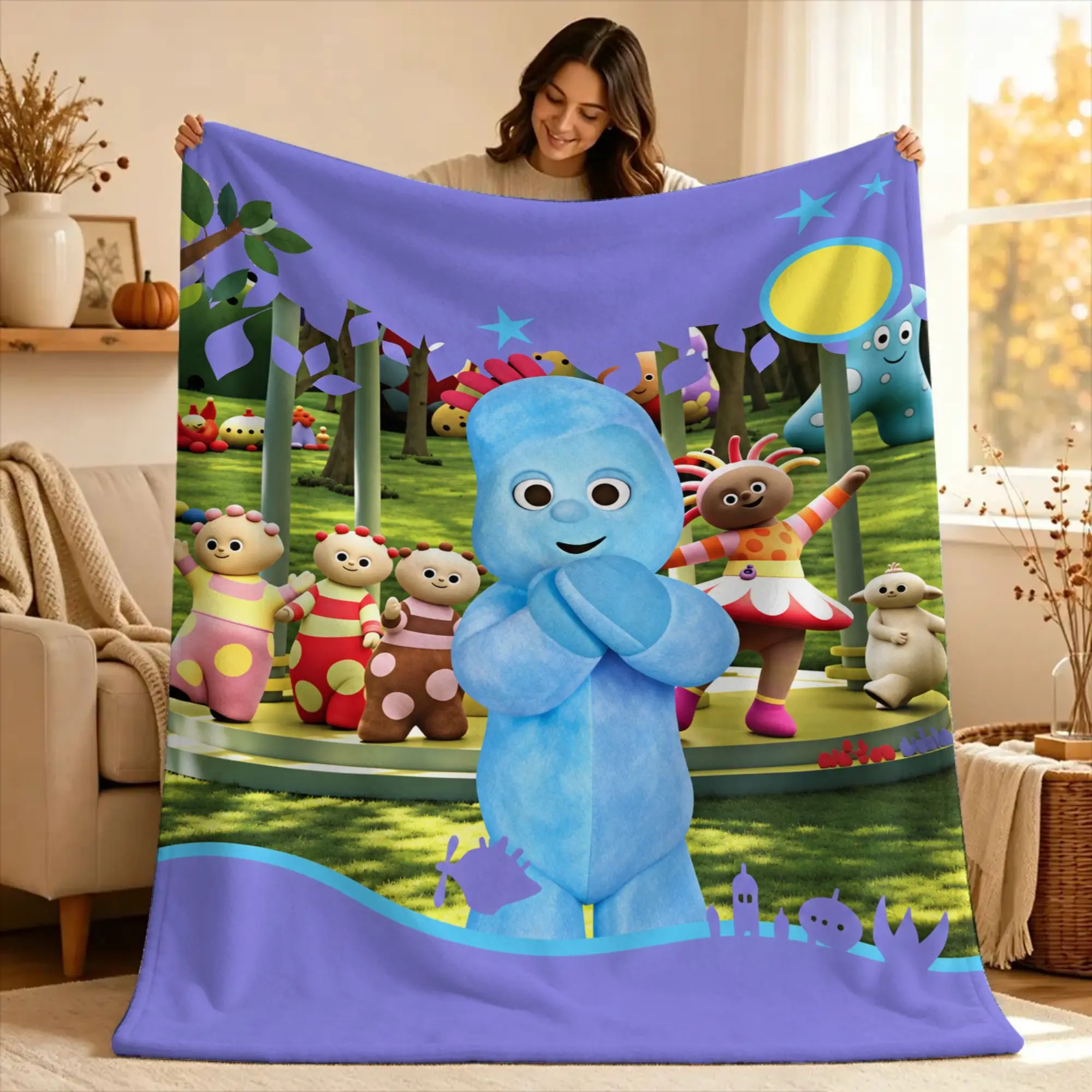 The Haahoos In the night garden Flannel Blanket  Soft Durable Throw Blanket for Couch Bed Travel Office Bedspread Sofa Bed Cover