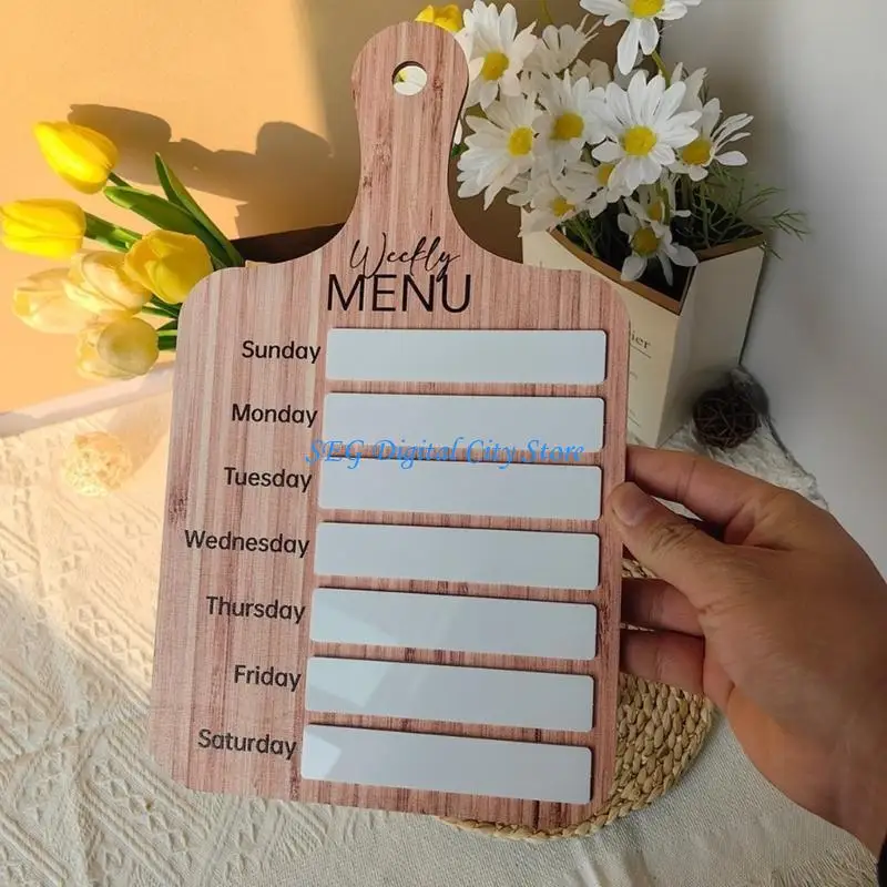 U75B Wooden Fridge Whiteboard Weekly Planner Kitchen Weekly To-do-list Board
