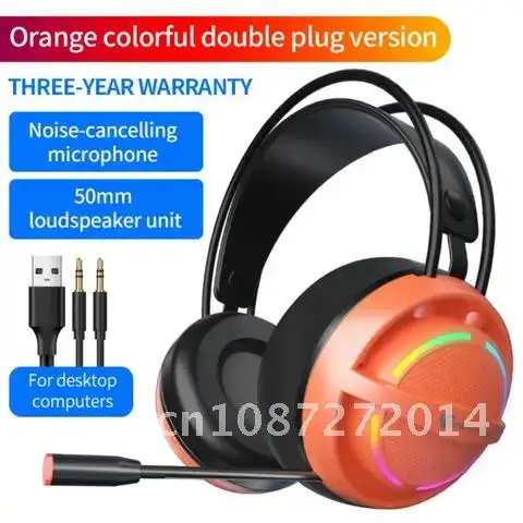 

Wired Gaming Headphones Over-Ear RGB USB 3.5mm Noise-cancelling Game Headset With Microphone Professional Music E-sport Earphone