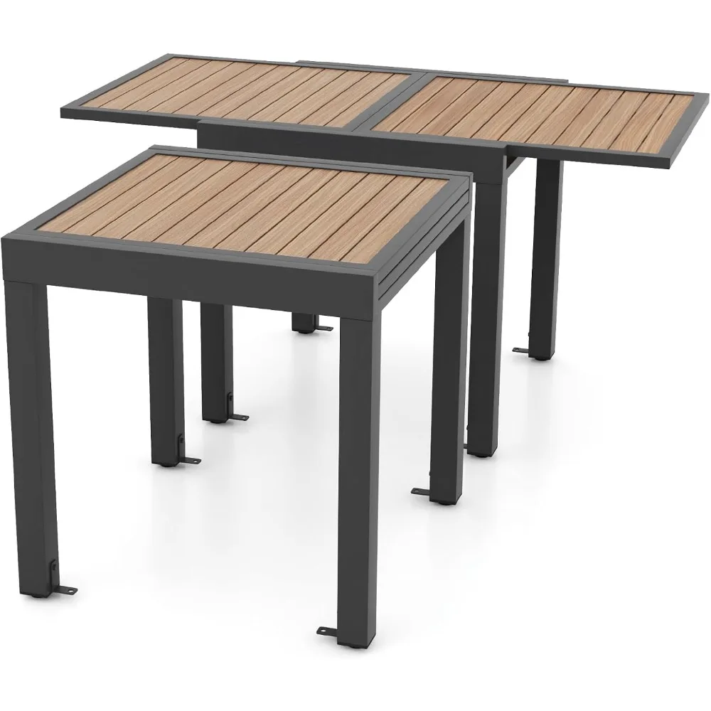 

Expandable Patio Table, Aluminum Outdoor Table for 4-6 People, L-Shaped Brace for Stability