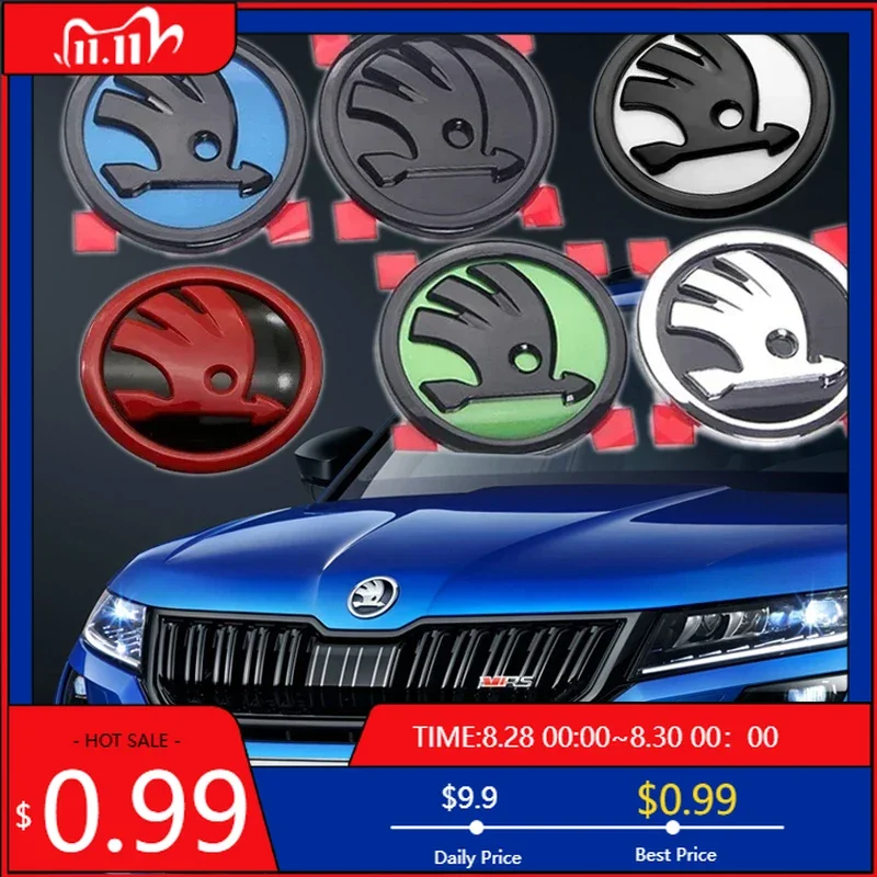 

Наклейка на багажник автомобиля 80мм 90мм для Skoda Superb Rapid Scala Karoq Kamiq Kodiaq Yeti Octavia Fabia Vision, декоративные наклейки на переднюю часть автомобиля