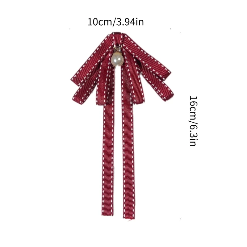 Damski zawiązany krawat z kokardką ze sztucznych pereł kokardki broszka ze wstążką szpilka damska elegancka regulowana koszula z kołnierzem dla