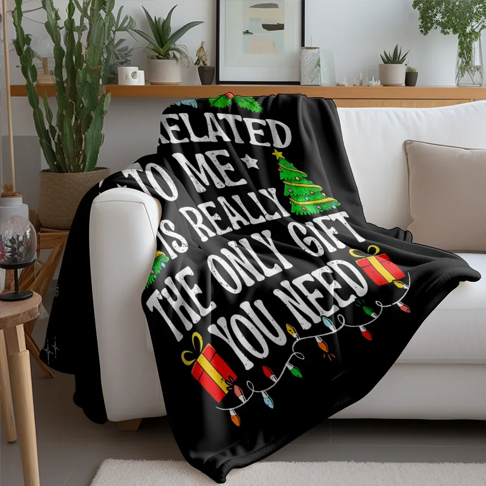 Funny Family Quote Christmas Blanket, Humorous Gift Saying with Red Santa Hat Decor, Cozy Throw for Holiday Humor Lovers