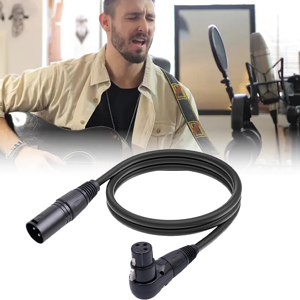 90 Degree XLR Female To Straight XLR Male 3-Pin Mic Connector 0.3/1/1.8M Audio Cable for Speaker Recording Studio Mic Mixer