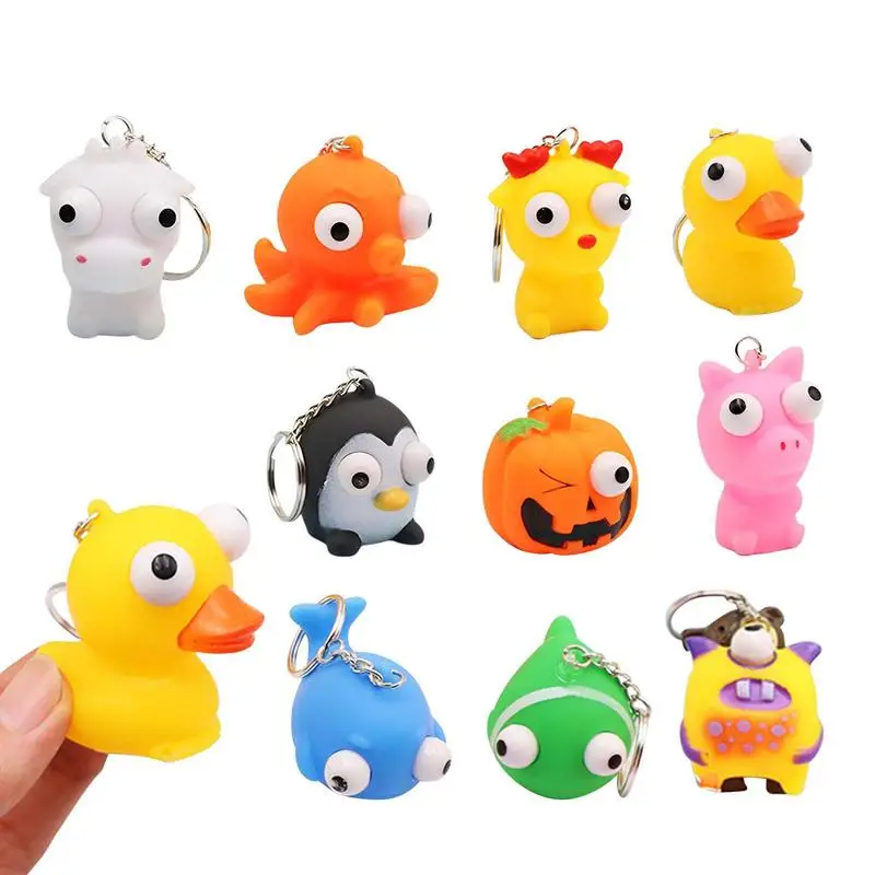 Toy Keychain Cute Animal Squeeze Toy Keyring Keychain Toy Out Eyes Classroom Prizes Kids Easter Egg Fillers Goodie Bag Stuffers