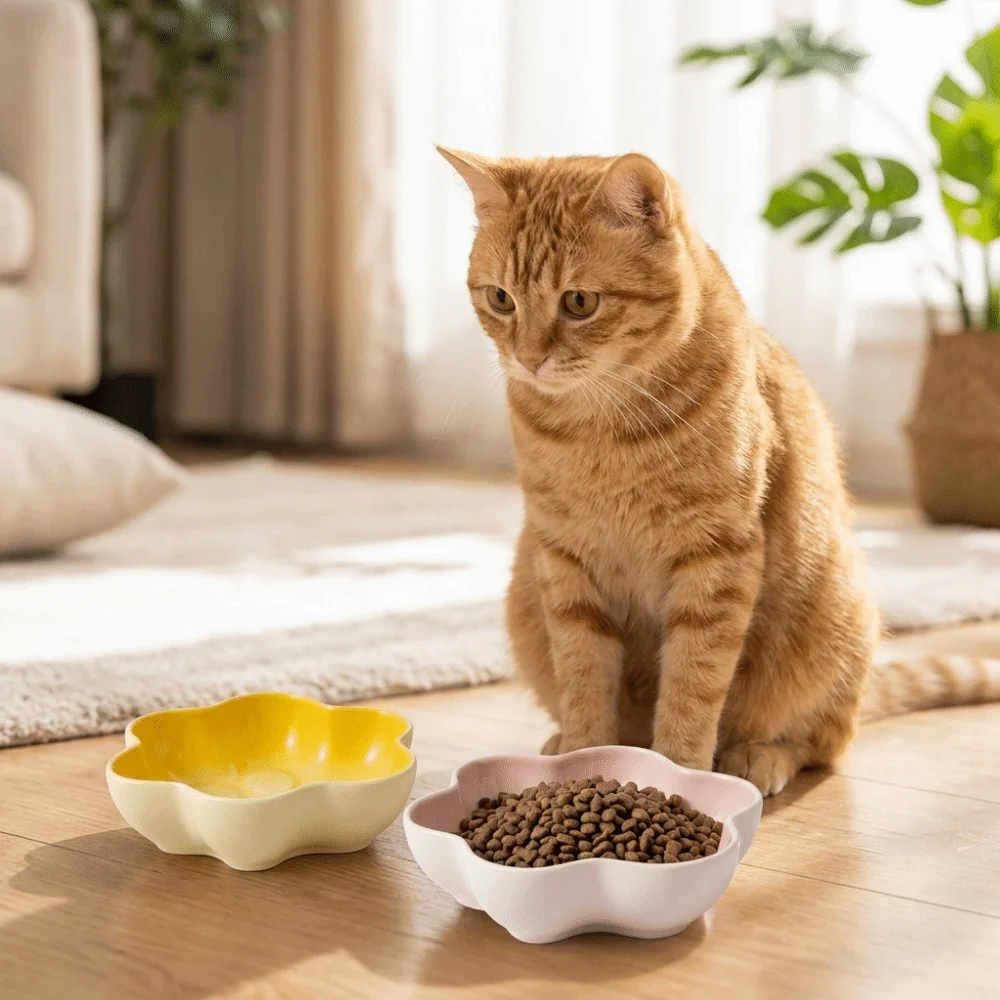 

Creative Paw Shaped Ceramic Cat Bowl Non-slip Large Capacity Pet Food Bowl Anti-Fall Anti-Choking Slow Feeder Bowl Puppy Feeding