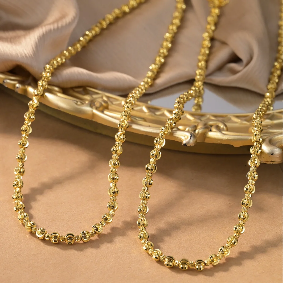 2026 Women's Delicate Irregular Hand Carved Beaded Choker Necklace For Daily Wear Party Gift Textured Beads Strand Clavicle Jewe