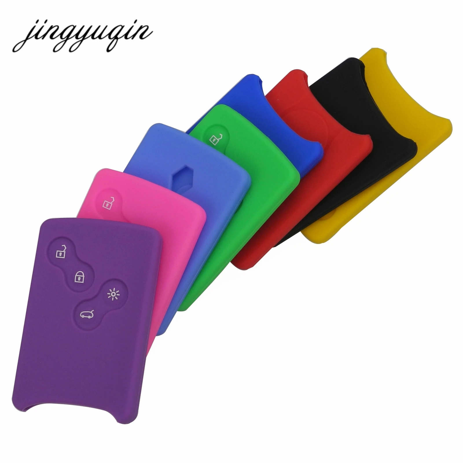 jingyuqin 30pcs/lot 4 Button Car key Silicone Cover Protector Holder for Renault Clio Logan Megane 2 3 Koleos Scenic Card Case