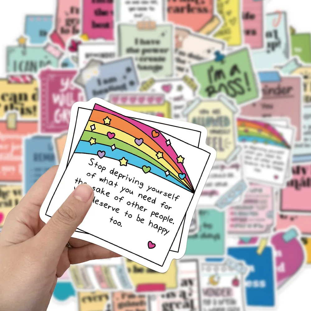 50PCS Cartoon Self-Affirmation Inspirational Stickers Creative Cute Decoration Mobile Phone Case Notebook Water Cup Skateboard
