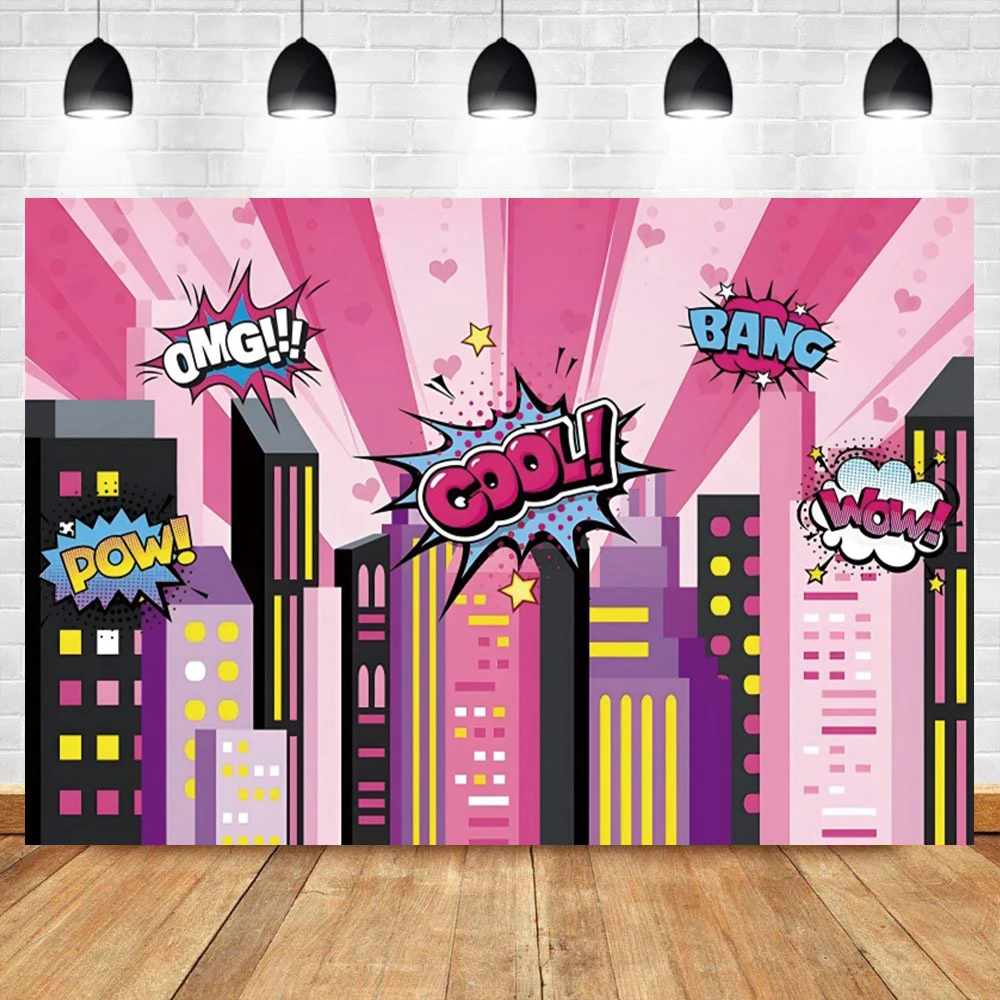 Laeacco City Building Night Superhero Birthday Moon Baby Party Photo Backdrop Photographic Background Photocall For Photo Studio