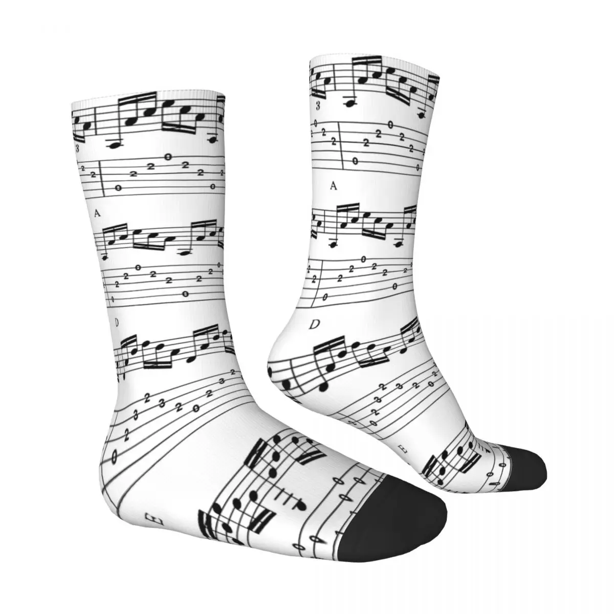 Funny Happy Men\'s Socks Music Notes Retro Harajuku Street Style Novelty Casual Crew Crazy Sock Gift Pattern Printed