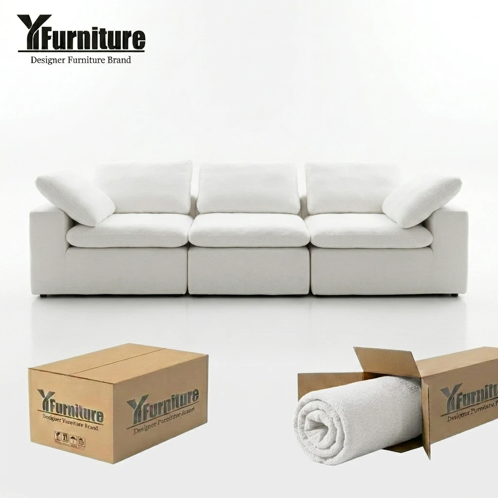 Hot Sale Modular Compressed Cloud Sectional Sofa L-Shape Eco-Friendly Cozy Design Easy Unpack Living Room Apartment Villa