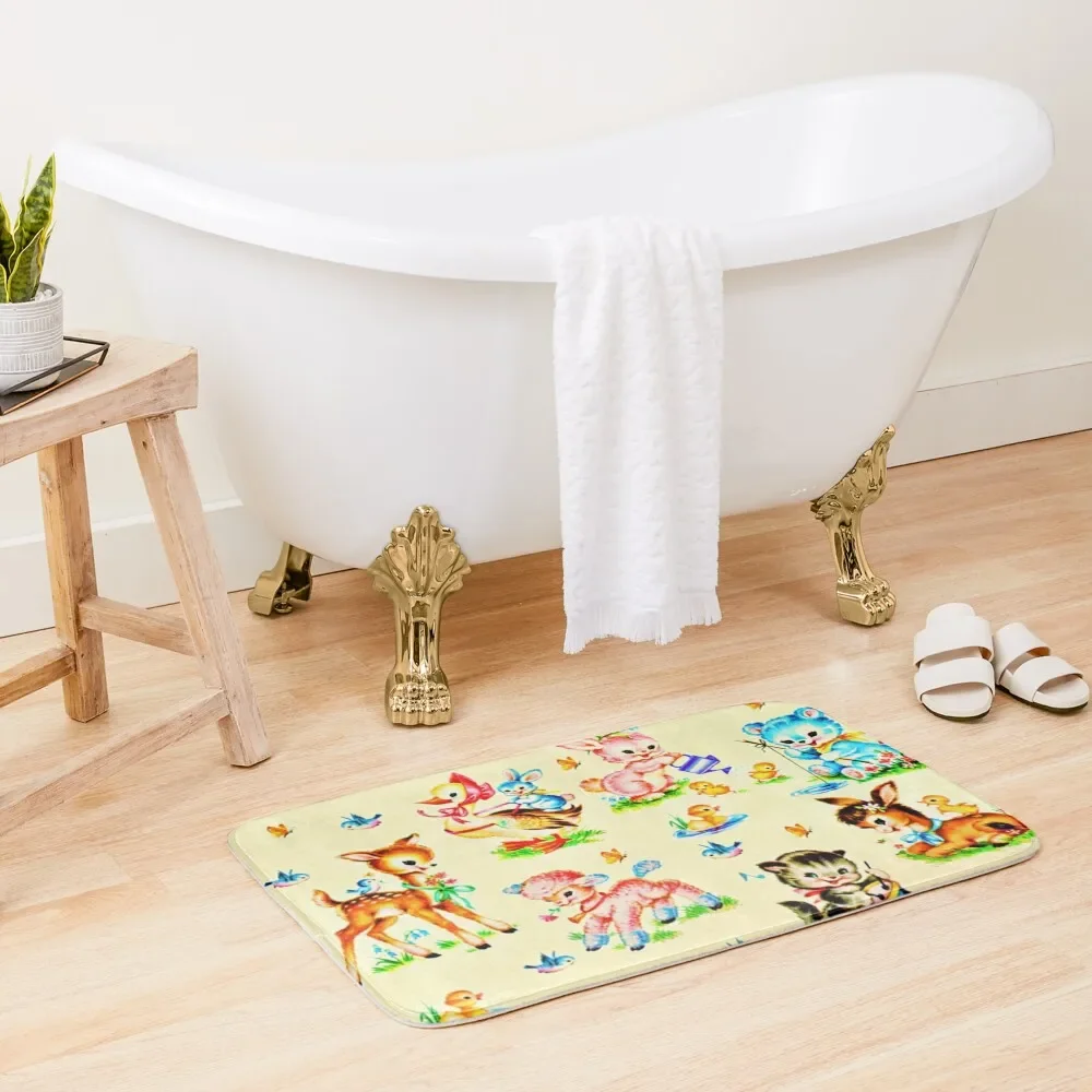 

Cute Vintage Baby Animals Bath Mat Floors For Bathroom For Toilet Living Room Rug Mat