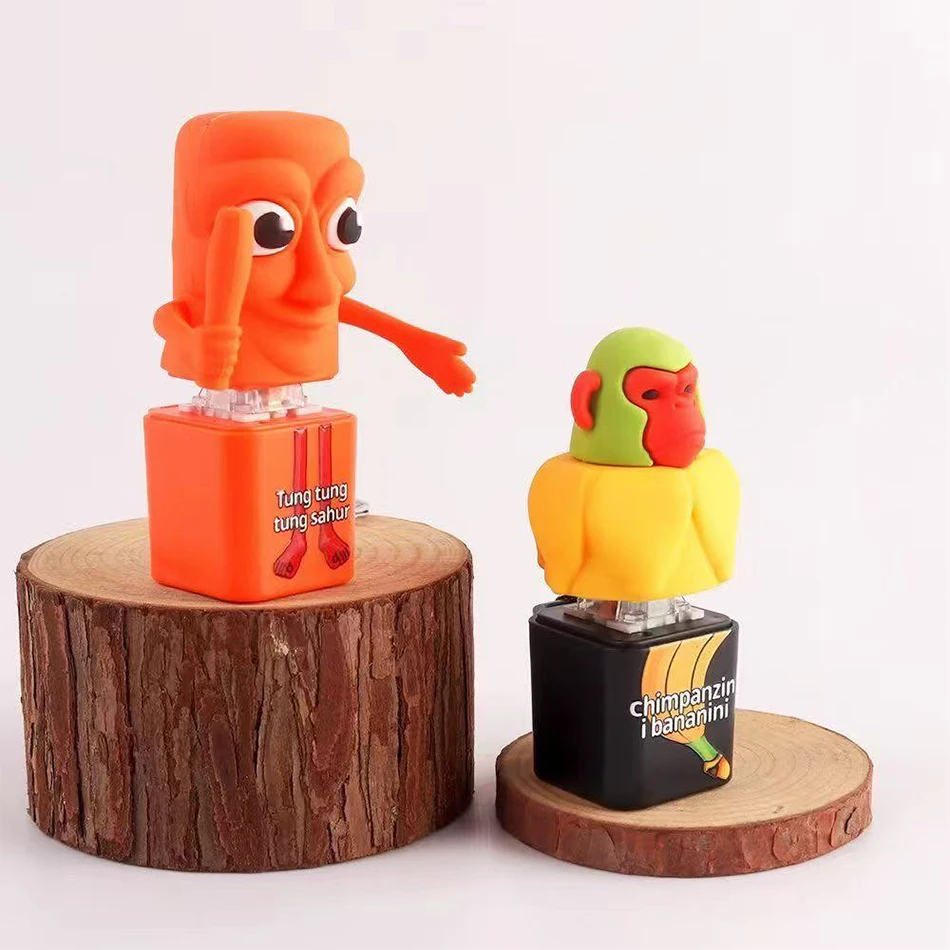 

2025 New Tung Tung Tung Sahur Stickman Desktop Ornament Model Creative Quirky Press And Light Up Stress Relieving Toys Ornaments