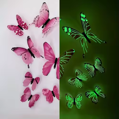 New 12Pcs Fashion 3D Luminous Butterfly Creative Wall Sticker For DIY Wall Stickers Modern Wall Art Home Decorations DIY Gift - Image 10