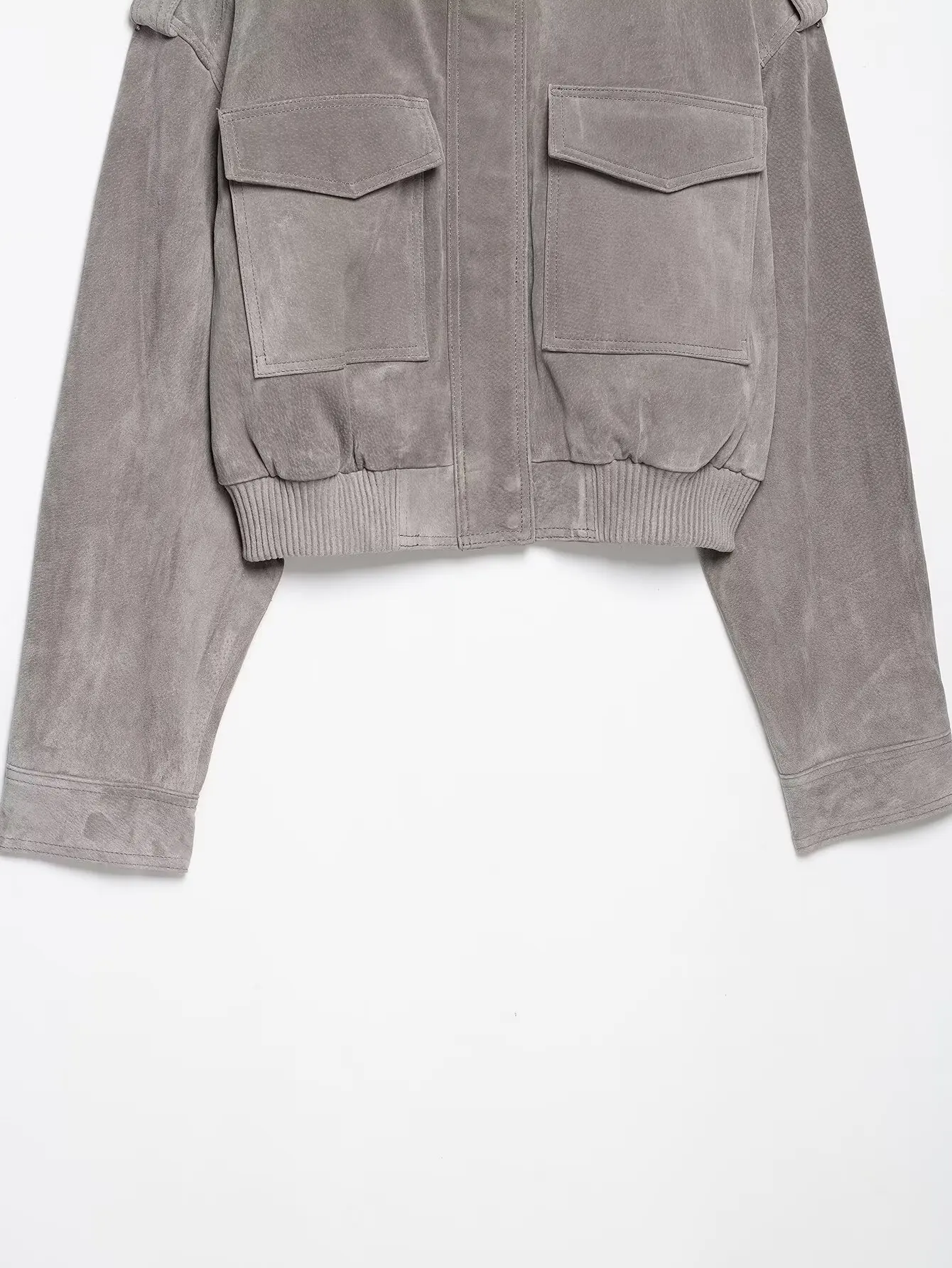 KONDALA Vintage Graue PU Streetwear Damenjacke Mode 2026 Herbst Reißverschlusstasche High Street Chic Moderne Kurze Damenjacke – Detail 17