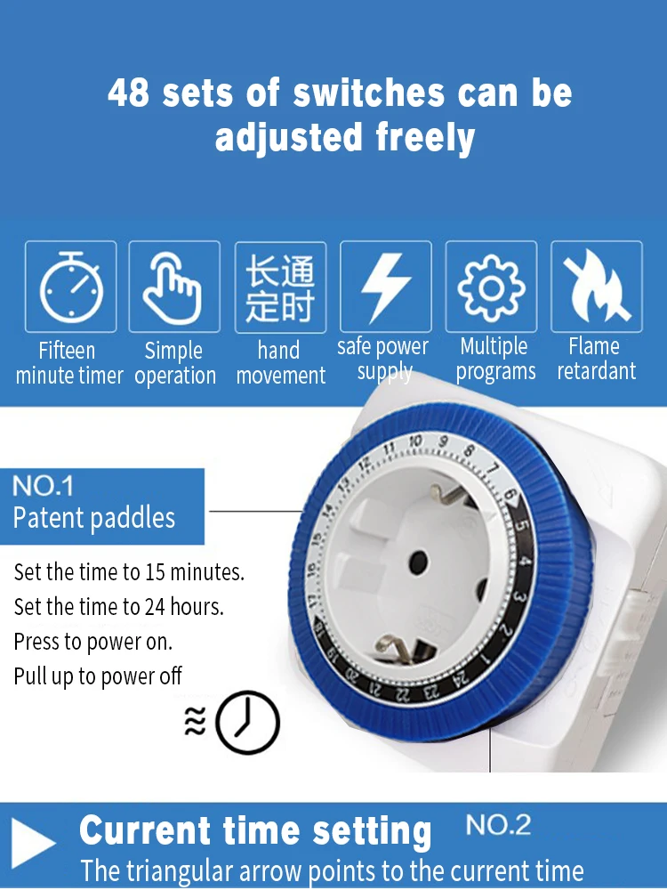 Timer Socket Smart Countdown Cycle Socket 24 Hour Timer Mechanical Switch Timer Plug-in Timer Switch