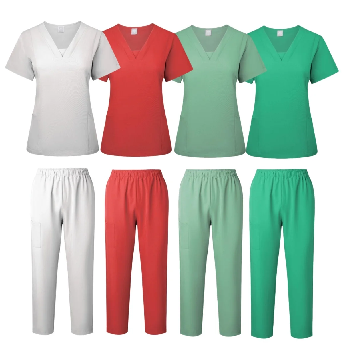 Short Sleeves Comfortable V Neck Hospital Medical Nurse Medicos Scrubs Nursing Uniform Women Jogger Set