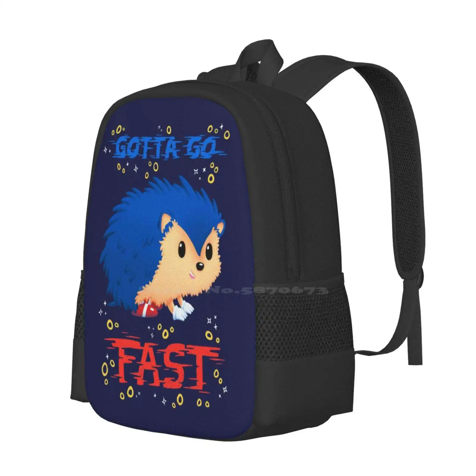 Gotta Go Fast / / Cute Hedhehog , Retro Platformer Game , Meme School Bags For Teenage Girls Laptop Travel Bags The Hedgehog