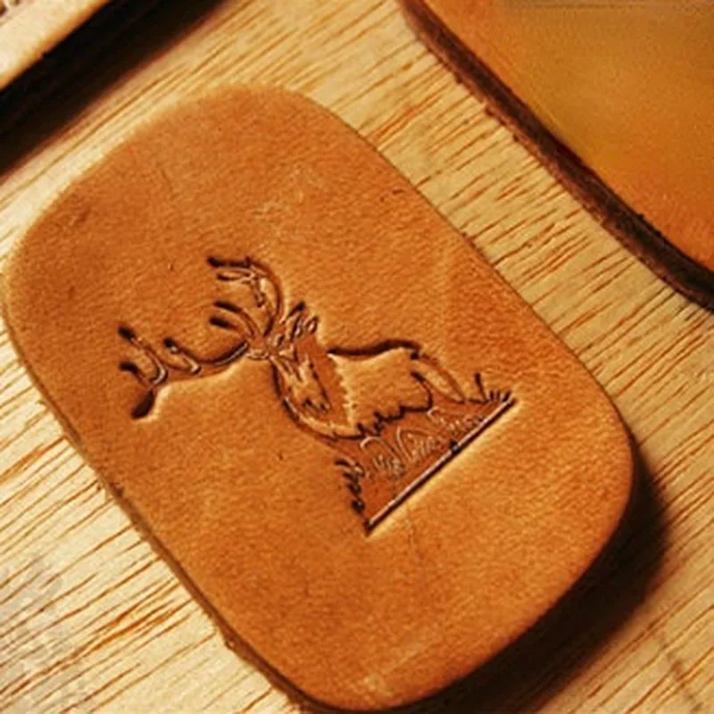 5pcs moose Leather Stamps Aluminum Embossing Stamping Mold Sika Patterns DIY Leathercraft Branding  Keychain Carving Press