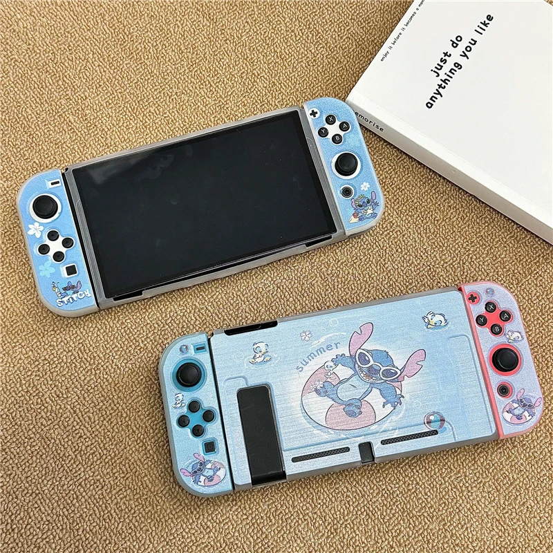 디즈니 스티치 소프트 TPU 스킨 보호 케이스 Nintendo Switch NS Oled Joy-Con 컨트롤러 보호 백 하우징 쉘 커버