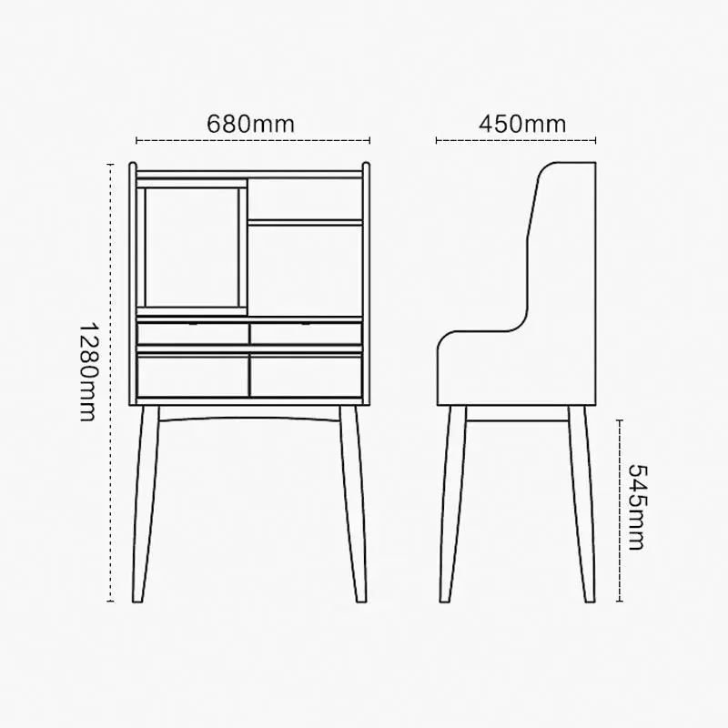Nordic all solid wood black walnut dresser cherry wood small apartment makeup table modern simple bedroom storage cabinet