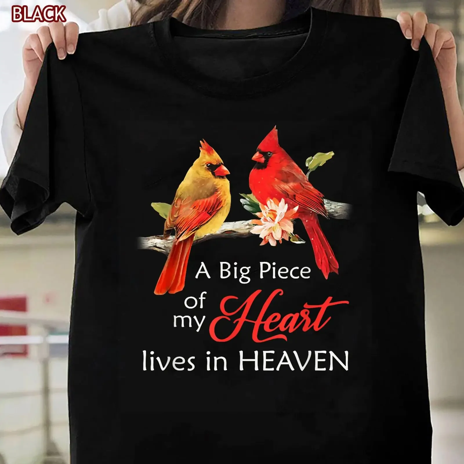 Cardinal Memorial A Big Piece Of My Heart Lives In Heaven T Shirt  vintage Washed Breathable Comfortable Casual fashion