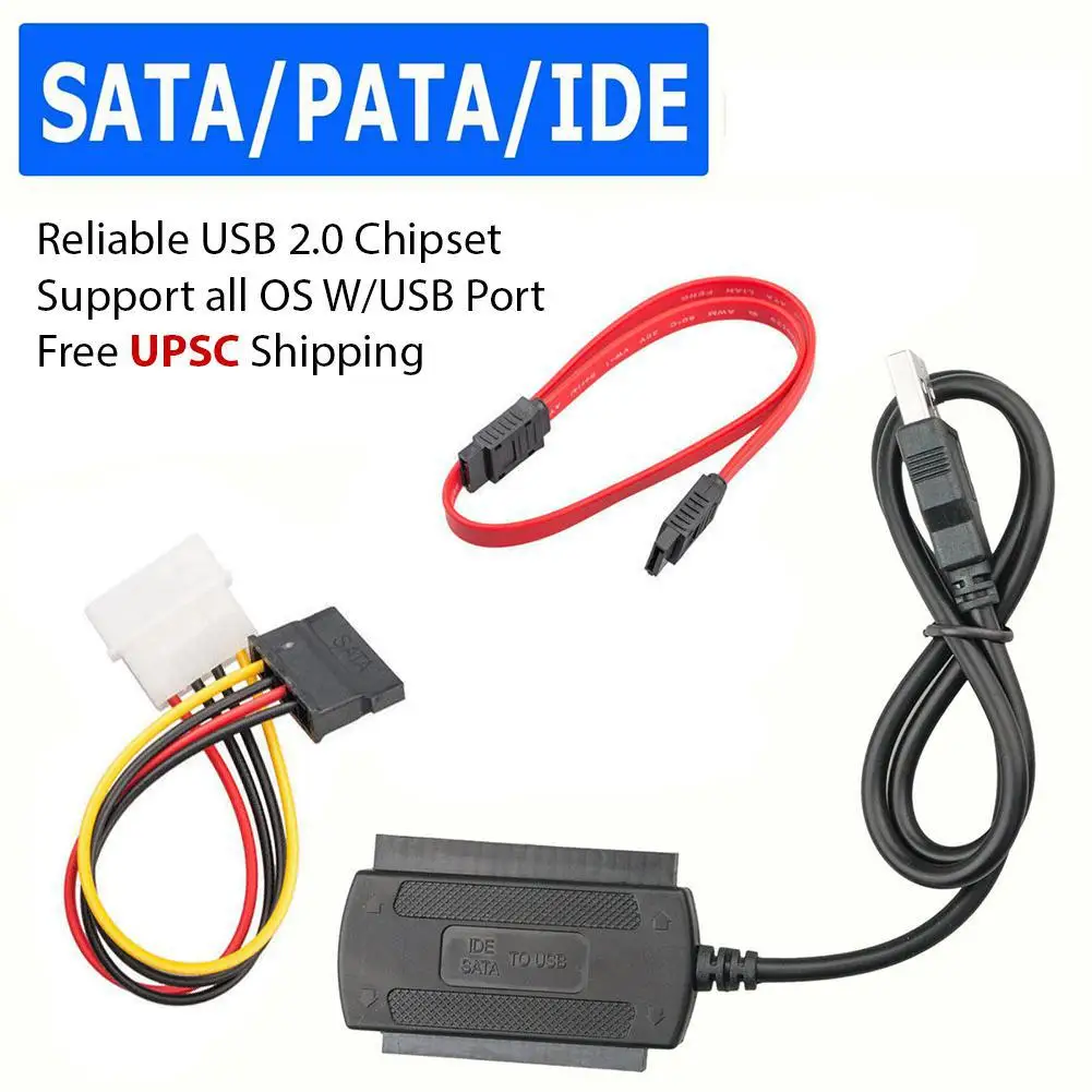 SATA to USB 2 SATA IDE Adapter Cable PATA IDE to USB Converter for 2.5 3.5 Inch SSD HDD with AC Adapter Support Windows MAC OS image 5