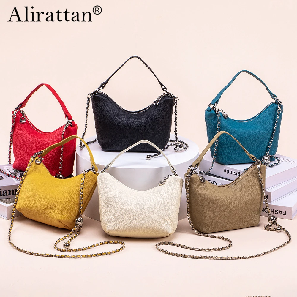 

Alirattan 2026, новая портативная женская сумка из натуральной кожи, универсальная для переноски, сумка через плечо на одно плечо, портативная женская сумка