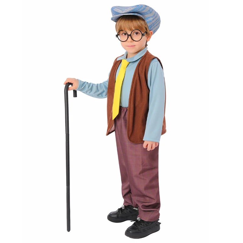 ชุดแฟนซีฮาโลวีนปี 2026 ลายคุณปู่ตัวน้อยสุดฮา สำหรับวันหนังสือโลก ชุดคุณปู่สำหรับเด็กผู้ชาย