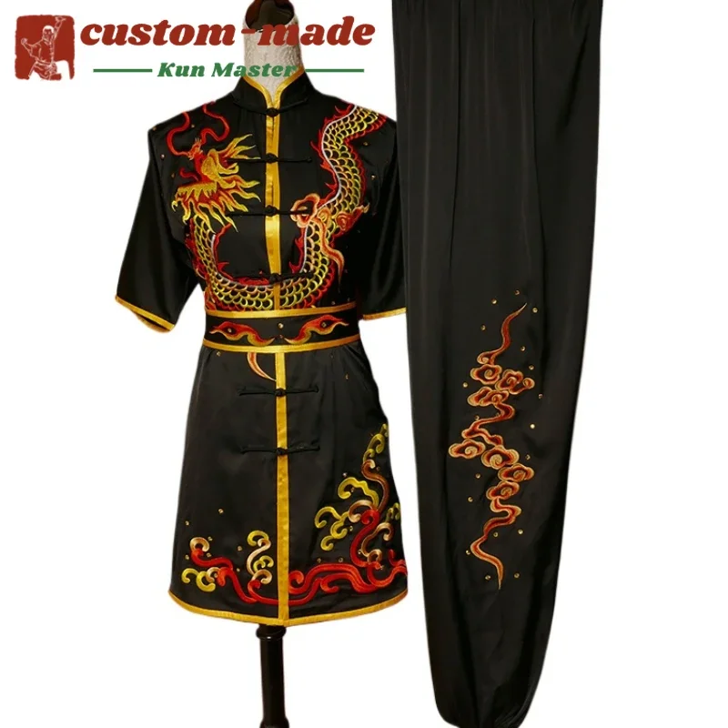 

Униформа для боевых искусств на заказ, костюм кунг-фу с вышивкой дракона, длинный кулак южного кулака, усиленный для соревнований по форм кунг-фу