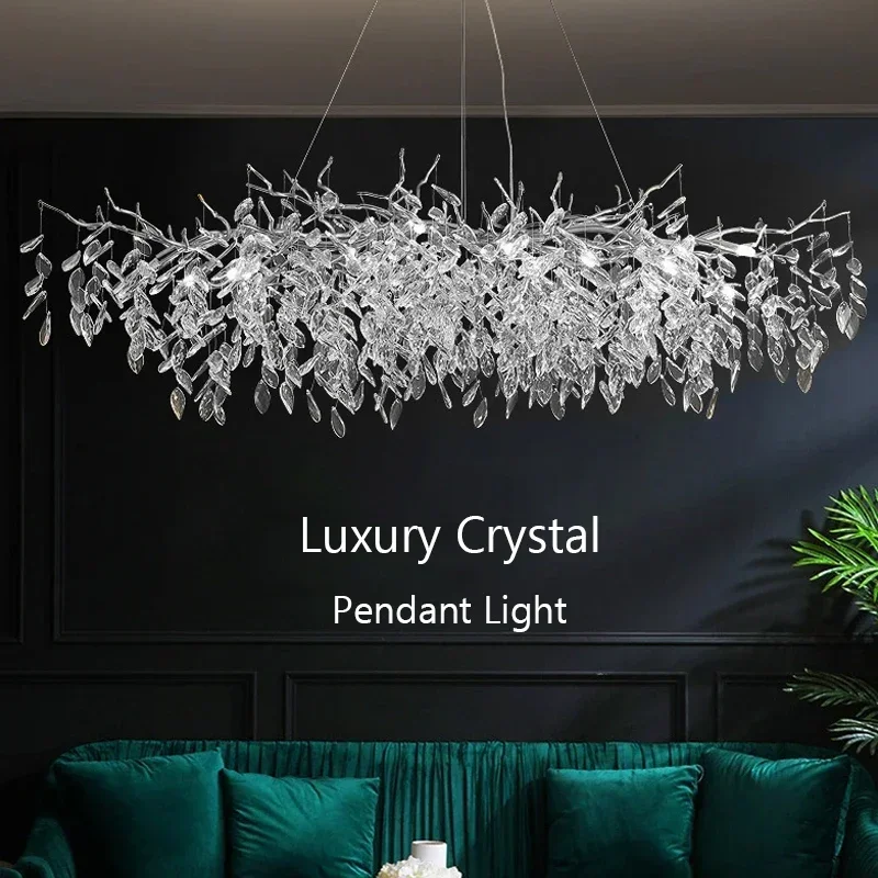 Modern Luxury Crystal Chandelier Branch Ceiling Pendant Lamps Living Dining Room Bedroom Lighting Lustre  Villa Lights Fixture