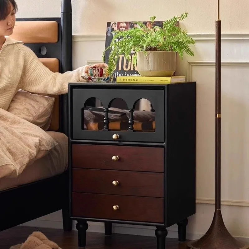 

Japanese Dark Brown Nightstands Classic Elegant Modern Drawer Bedside Table Lounges Unique Mesitas De Noche Furniture For Home