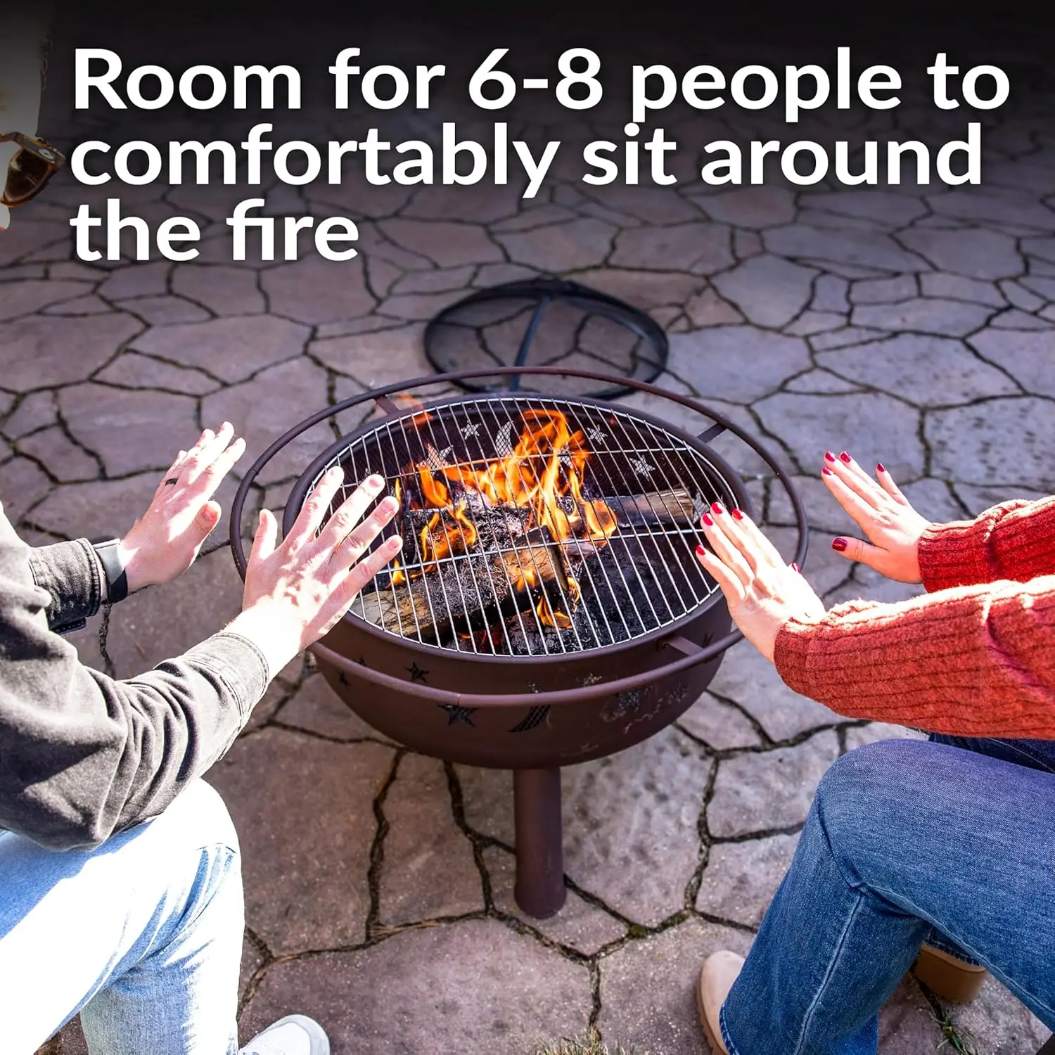 30-Inch Patio Wood-Burning Fire Pit with Grill Grate, Spark Screen and Fireplace Poker, for Outdoor Use