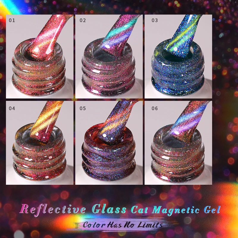 BORN PRETTY Smalto per unghie gel magnetico gatto 9D da 10 ml Aurora Glitter Gel UV 9D Soak Off Smalto semipermanente per nail art UV/LED