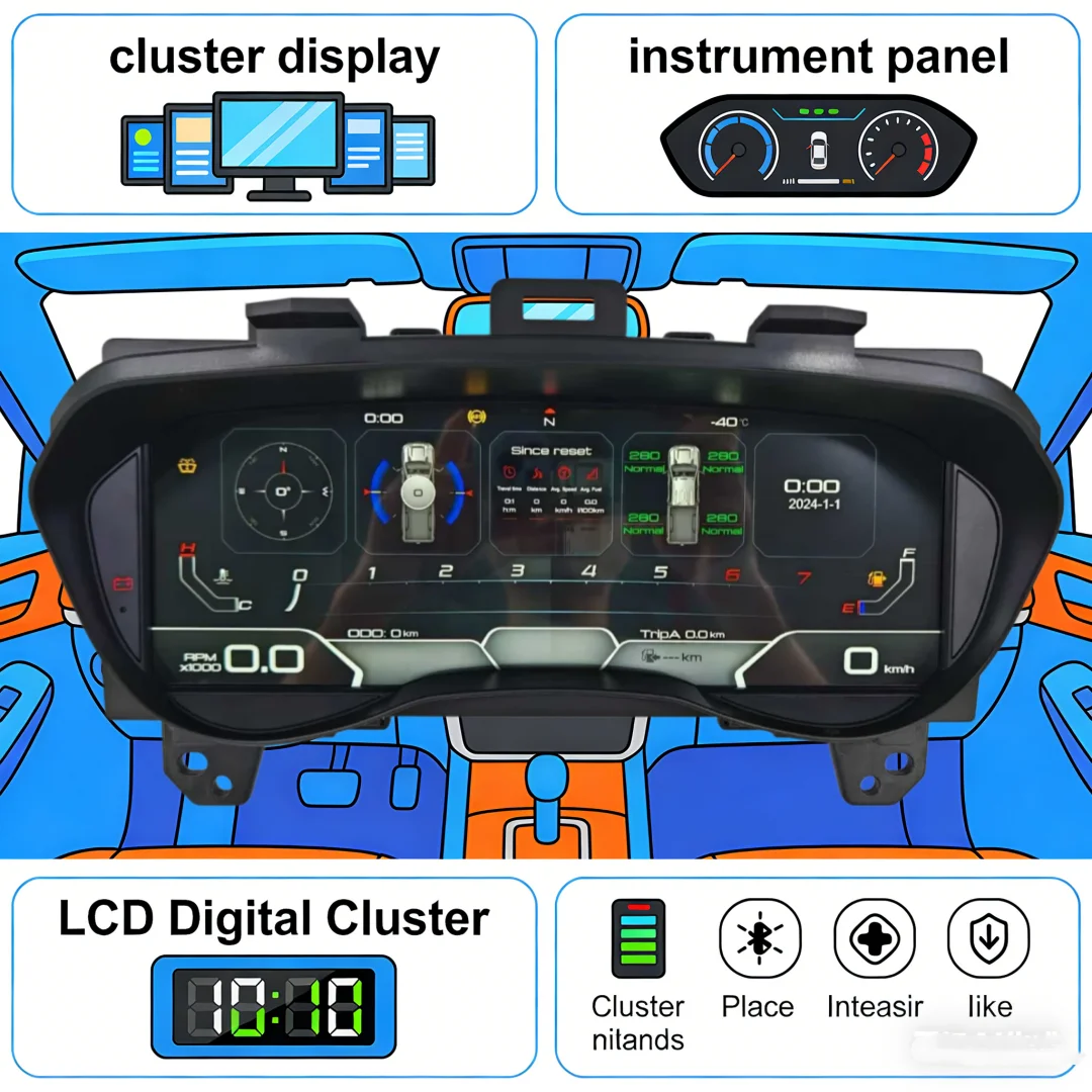 

Linux System For Ford Everest Ranger T7 T8 2016 2017 -2021 Car Digital Cluster Car Upgrade LCD Dashboard Auto Speedometer Meter