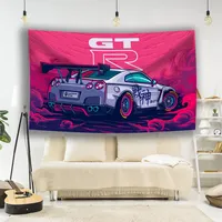 Skyline Gtrs Jdm Car Racing  Decorative Wall Tapestry Polyester Material Home Cool Bedroom