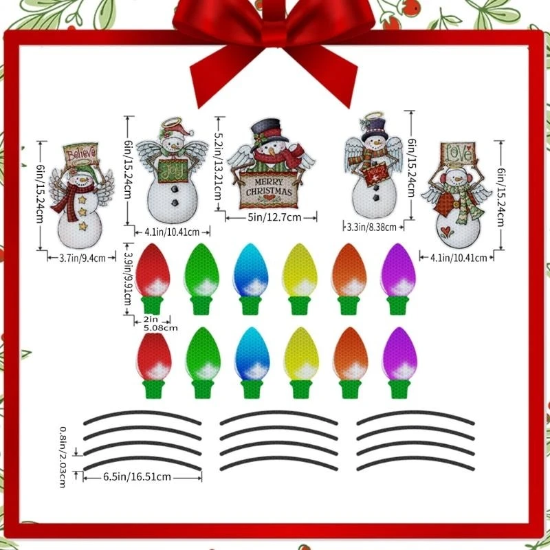 ملصق عاكس مغناطيسي لزخرفة خط مصباح عيد الميلاد الاحتفالي