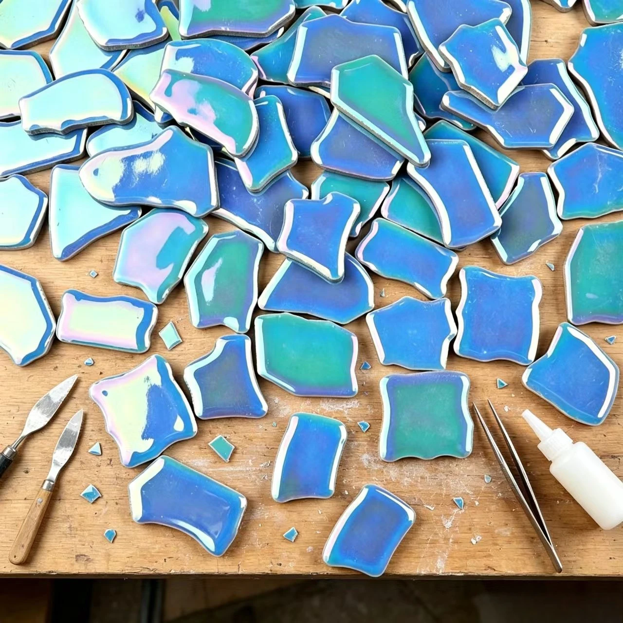 100G Porcellana Fai Da Te Irregolare Fantasma Colore Mosaico Piastrelle Mestiere Ceramica Materiali Per La Produzione Di Hobby Pezzi Sfusi Su Taobao 97-image