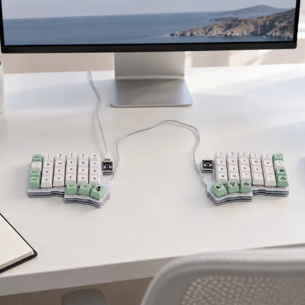 Silakka54 Split Mechanical Keyboard QMK/Vial Programmable Hot Swap 54 Key Wired Ergonomic Portable MX Profile PC Accessories