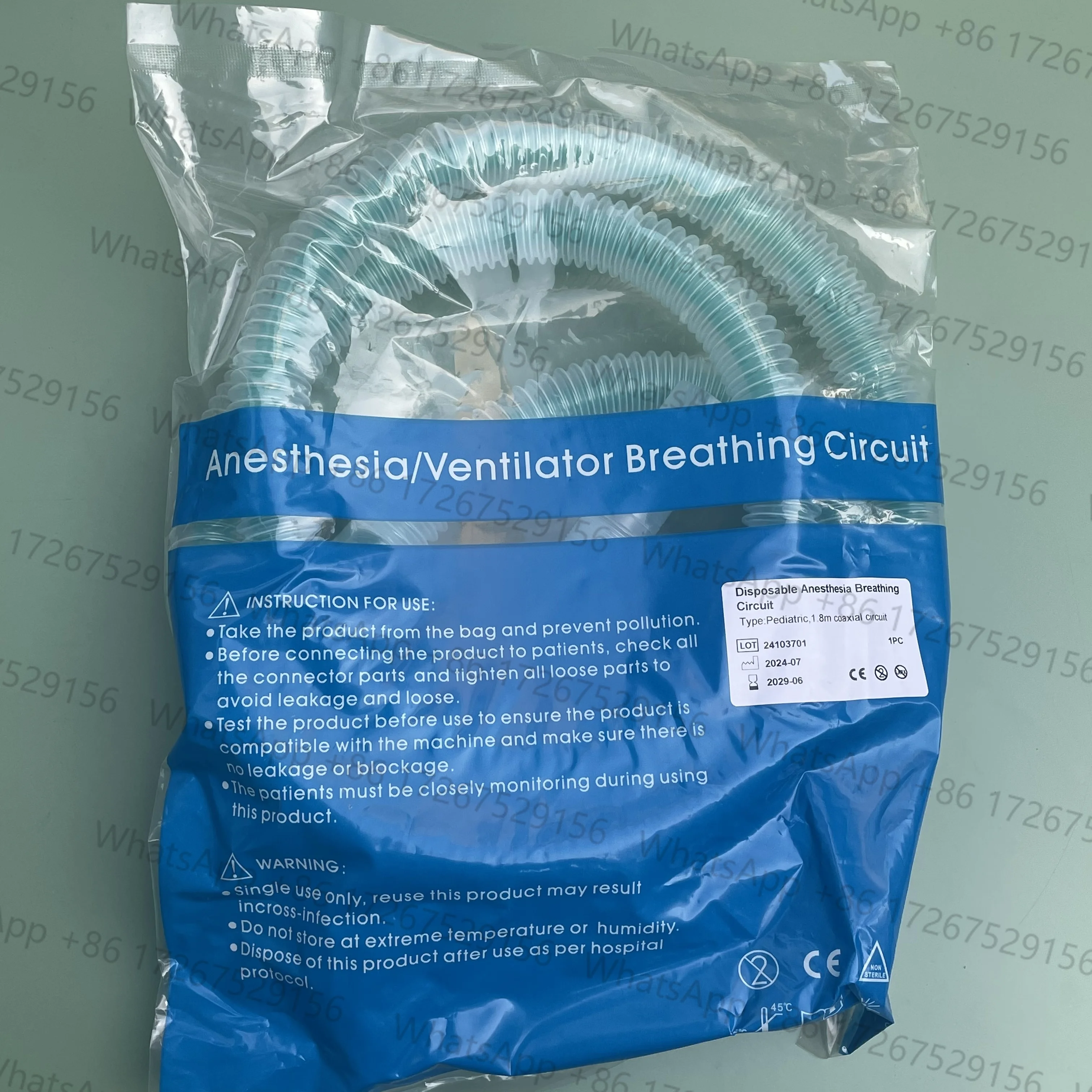 Coaxial Anesthesia Breathing Circuit Circulation Pediatric 1.8m 0.4m Limb Expandable Ventilator Pet Hospital Clinic Accessories