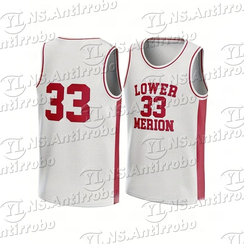 

25-26 Лето # 33 Мужские головные уборы Lower Merion Maroon High School в стиле ретро, баскетбольная майка с вышивкой