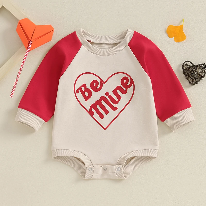 

Infant Baby Valentine s Day Jumpsuit Letter Print Round Neck Long Sleeve Romper Toddler Clothes
