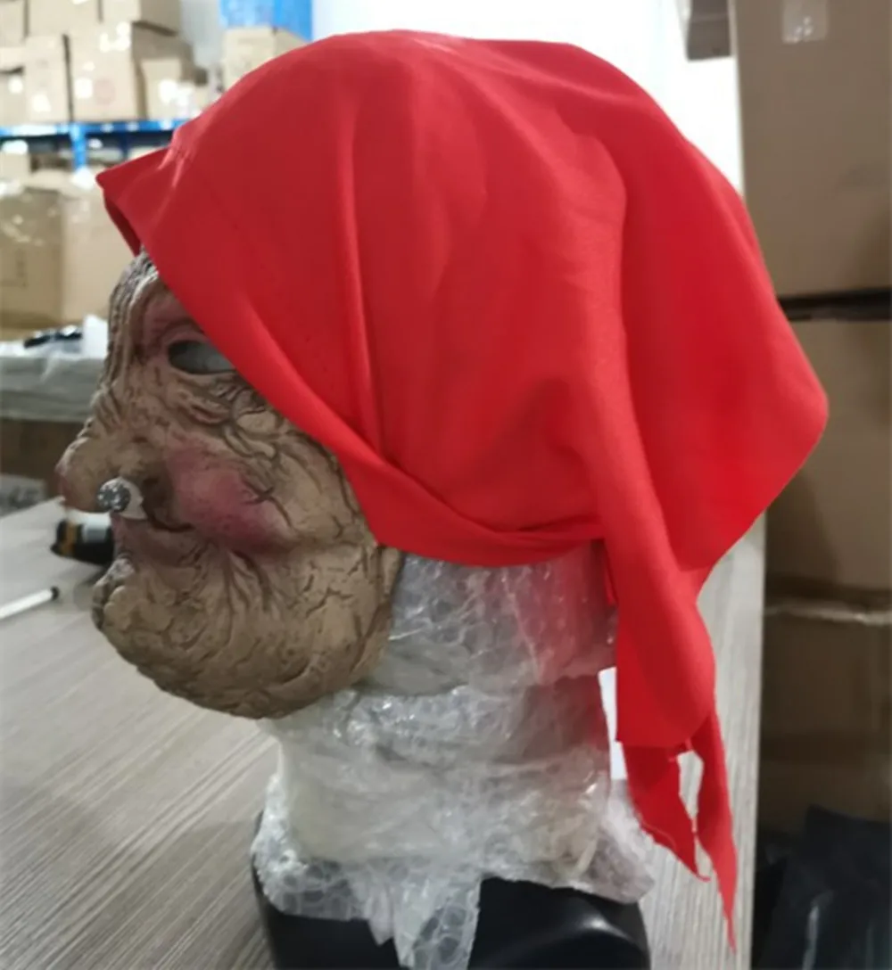 Realistische Alte-Frau-Maske Gruselige Oma-Masken für Erwachsene Halloween-Kostüm Cosplay Latex-Requisiten – Detail 5