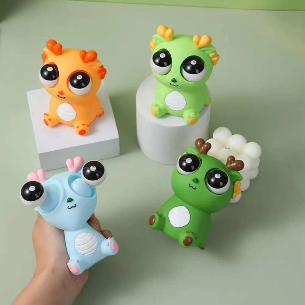 Funny Eyeball Popping Squeeze Toy Cartoon Dragon Squeeze Doll Stress Relief Eye Bouncing Sensory Therapy Fidget Toy Kids Gift