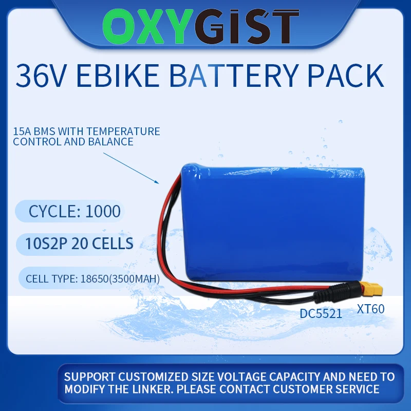 OXYGIST 36V 3.6Ah-7Ah 10S2P 450 watts 18650 li-ion batterie 15A BMS 36V scooter électrique monocycle ebike m365 pro étendre la portée