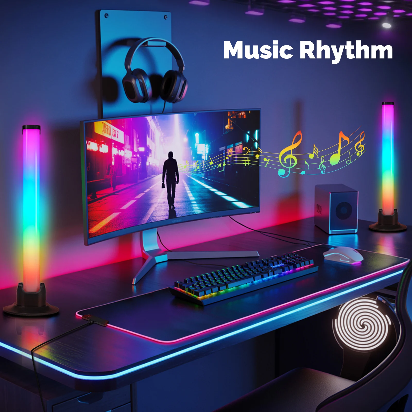 MOES RGB Ambient Light DIY Series Include RGB Light Bar,Splicing LED Lamp,LED Mouse Pad E-sports Room Boost Gaming Atmosphere