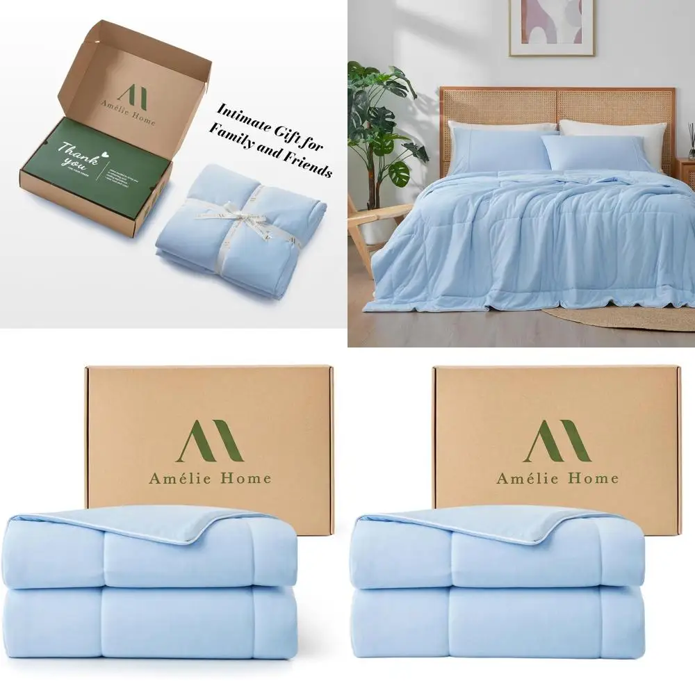 

Двустороннее охлаждающее одеяло Twin Size, легкое, для тех, кто потеет во сне, 68 x 90, дышащее, цвет Heather Ice Blue