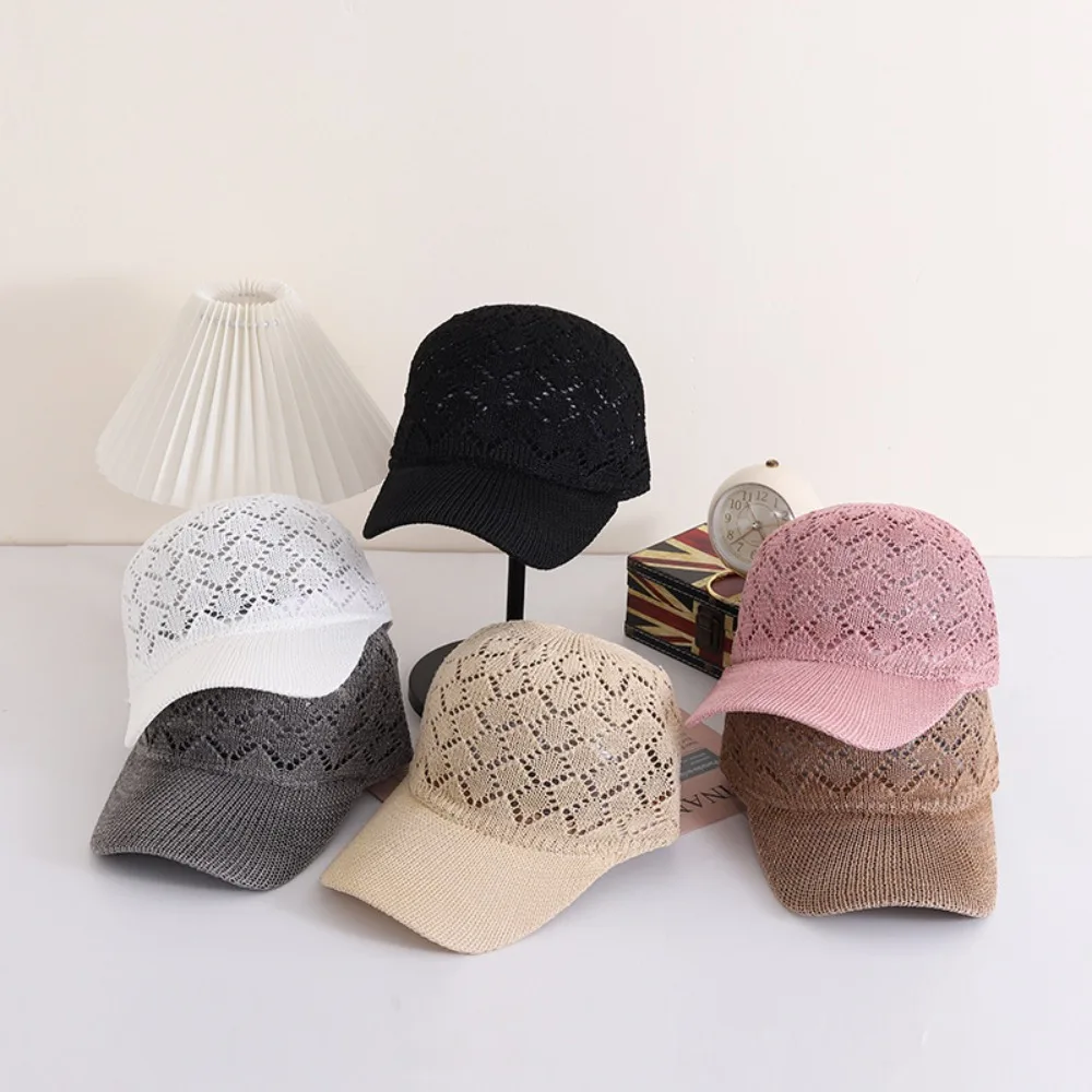 

Brim Polyester Hollow Baseball Cap Breathable Woven Mesh Hat Korean Style Sunscreen Peaked Cap Work